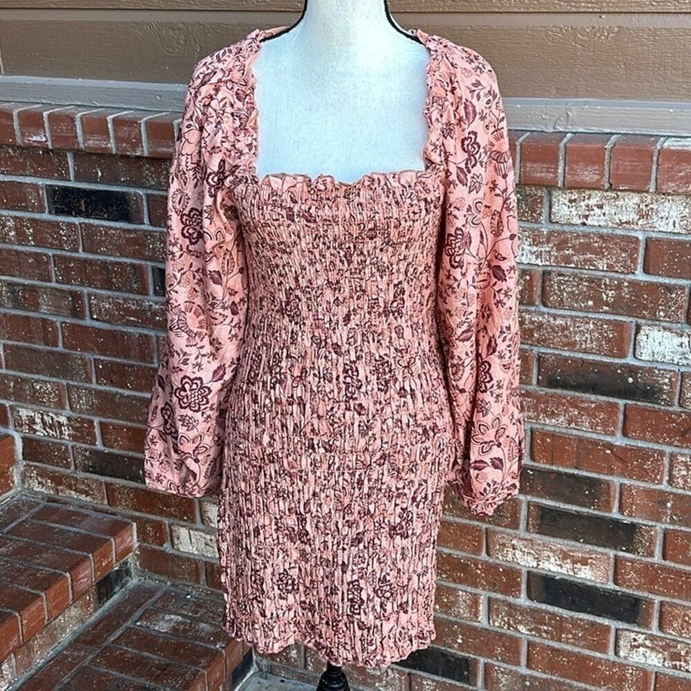 NWT Free People Smock It To Me Mini Dress Azalea Combo Floral Boho Pink Medium